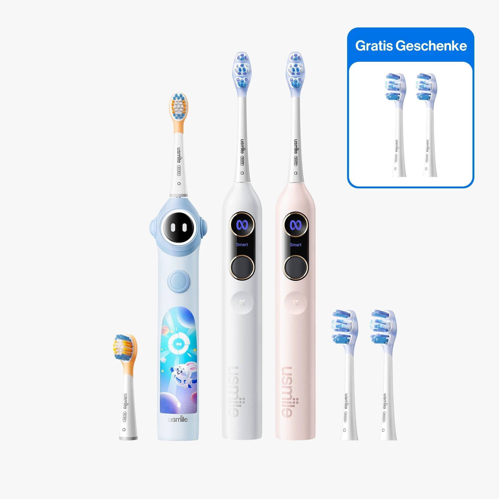 usmile Elektrische Schallzahnbürste Familien-Set
