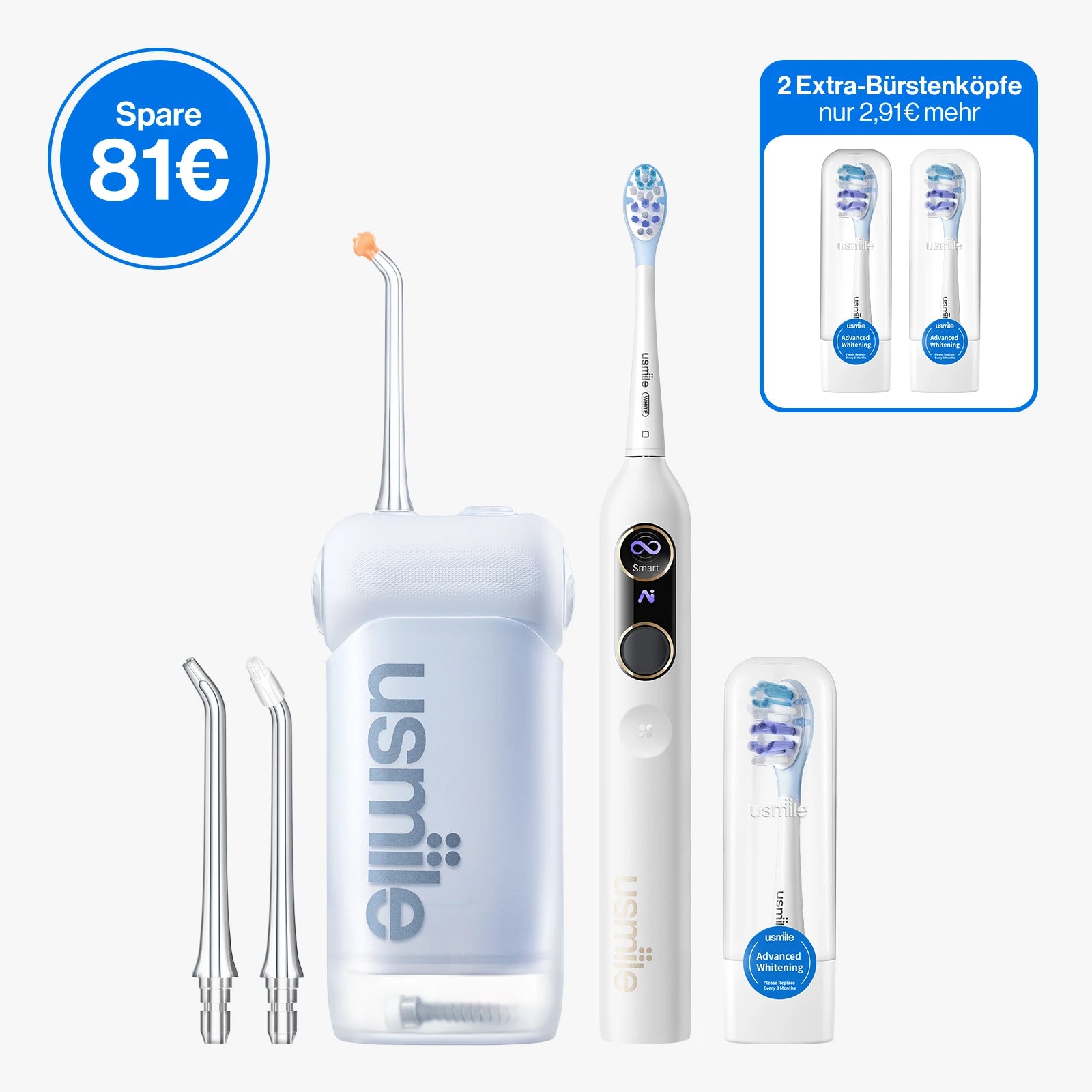 usmile Elektrische Zahnbürste Y10 PRO x Tragbare Munddusche C10