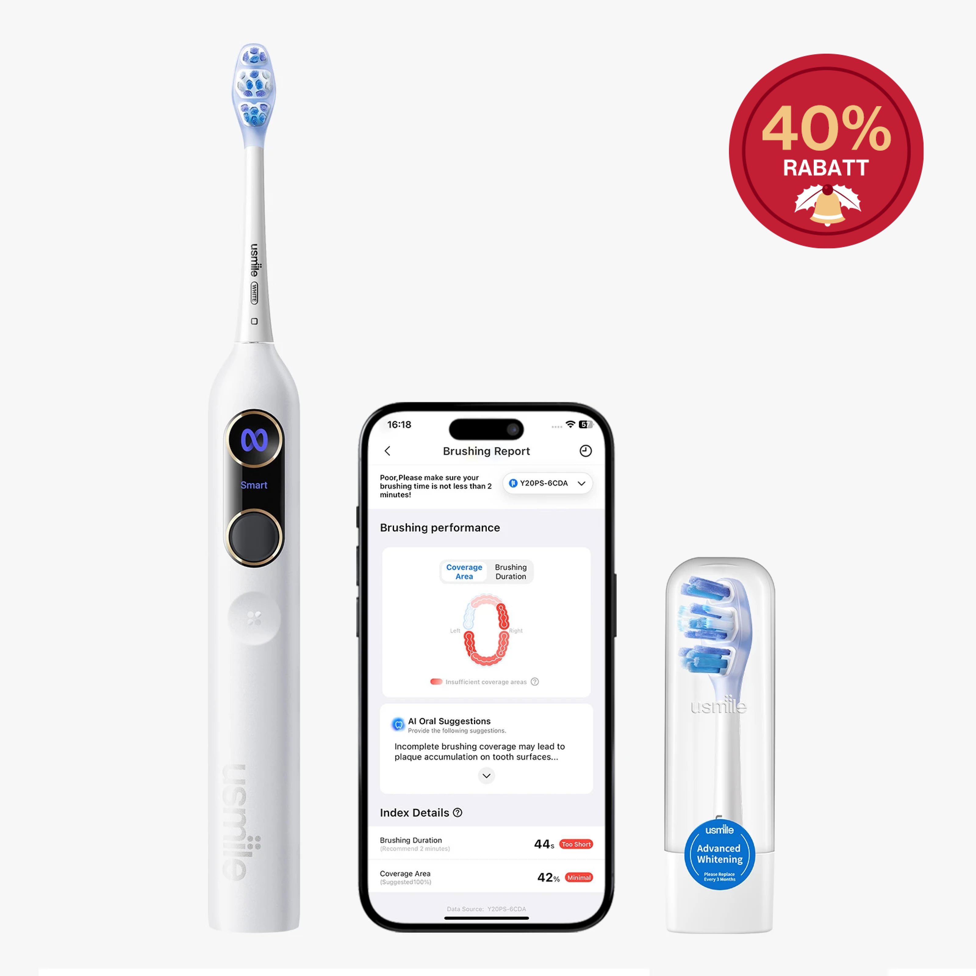 usmile Y20 PRO Verbesserte elektrische Zahnbürste mit KI-Unterstützung