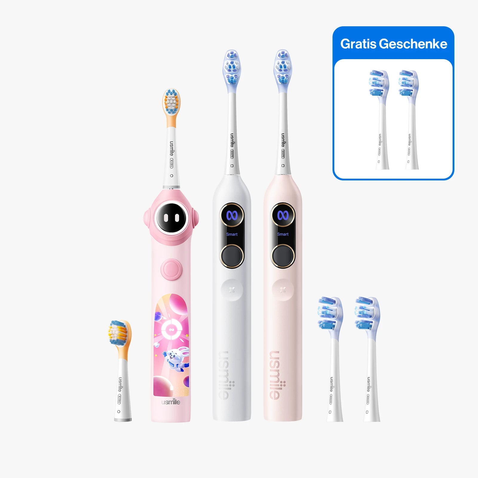 usmile Elektrische Schallzahnbürste Familien-Set
